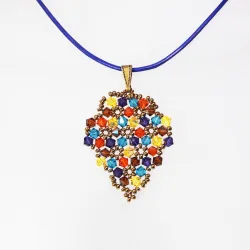 Pendant 45cm - Xochitl Grapes-Purple Leather - Pendant 45cm - Laiton bronze
